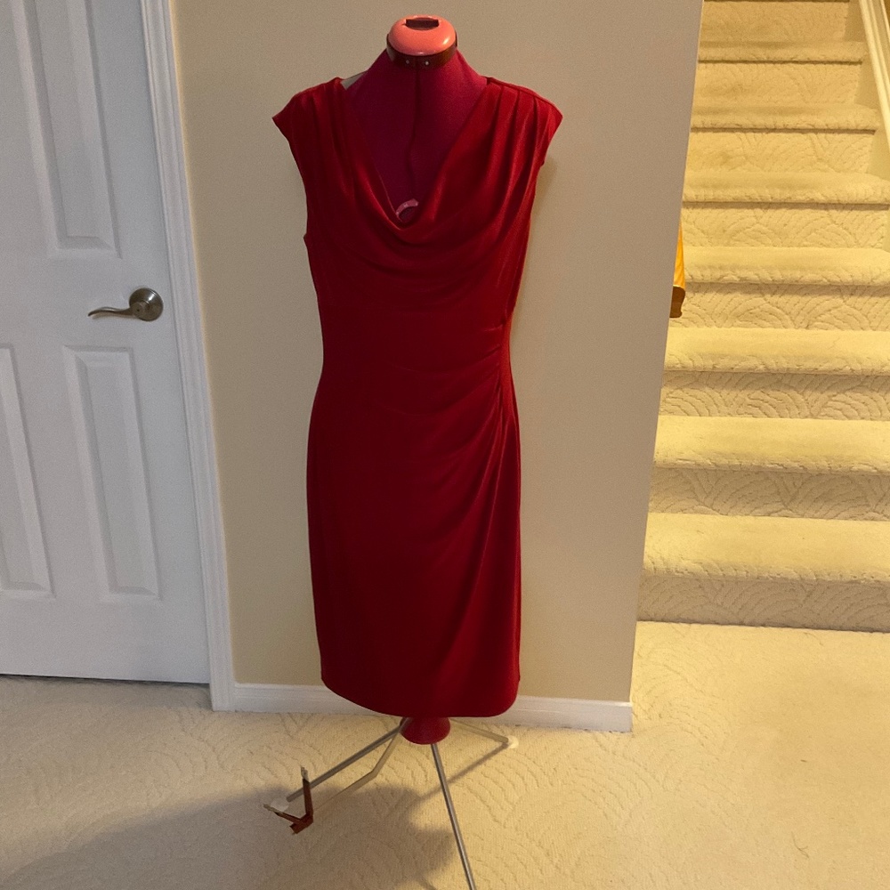 Ruby red Ralph Lauren draped column dress
